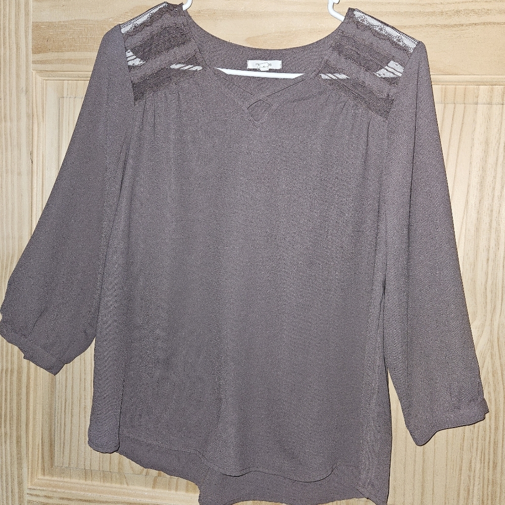 Maurices Dusty Purple ¾ Sleeve Blouse SMALL